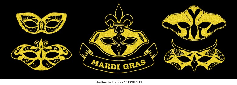 Set of carnival masks, Mardi Gras, carnival, party, vector illustration