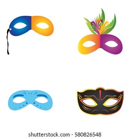 Set of carnival masks on a white background, Vector illustration