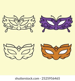 Set of carnival masks party  or parade and carnival mask icons