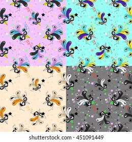 Set of Carnival Masks Seamless Patterns
