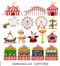 Set of carnival objects illustration
