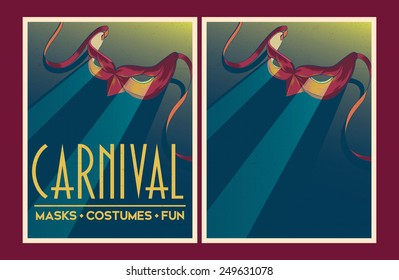 Set of Carnival party posters. Vector illustration and invitation template.