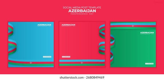 Conjunto de carrossel Azerbaijão Dia da Independência com fita ondulada azul, vermelho e verde, 18 de outubro
