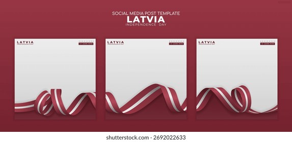 Conjunto de modelo de fundo de carrossel com bandeira da fita 3D da Letónia, desenho de fundo da bandeira nacional