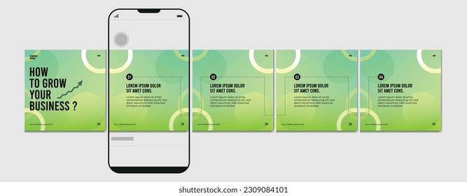 Grupo de posts carrusel, post editable en medios sociales, plantilla de post de carrusel de negocios moderna y creativa.