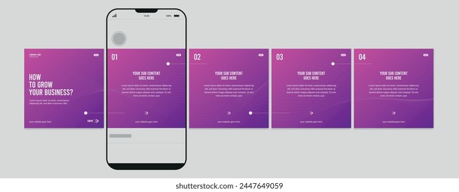 Conjunto de Carrusel Post, carrusel de medios sociales editable post, moderno y minimalista carrusel de negocios post Plantilla.