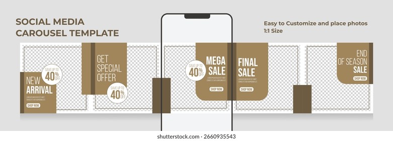 Set of carousel post, social media carousel post, modern and editable business carousel template design , Fashion carousel template