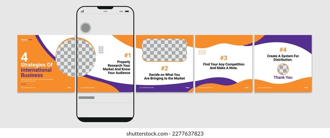 Set Of Carousel Post Template, Editable carousel post, social media carousel post for business.