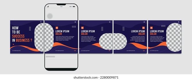 Set Of Carousel Post Template, Editable Carousel Post, Social Media Carousel Post For Business