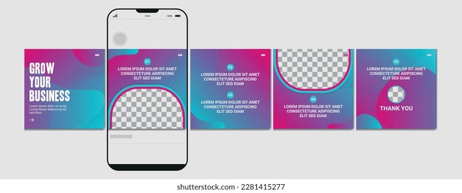 Set Of Carousel Post Template, Editable Carousel Post, Social Media Carousel Post For Business.