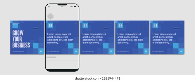 Set Of Carousel Post Template, Editable Carousel Post, Social Media Carousel Post For Business.