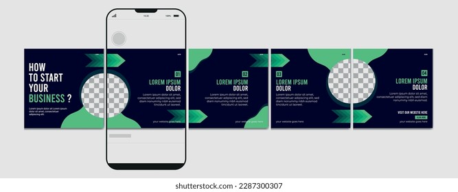 Set Of Carousel Post Template, Editable carousel post, Social media carousel post for business.