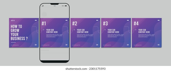 Set Of Carousel Post Template, Editable carousel post, social media carousel post for business