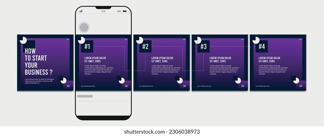Set Of Carousel Post Template, Editable carousel post, social media carousel post for business.
