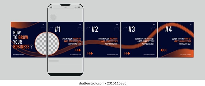 Set Of Carousel Post Template, Editable carousel post, social media carousel post for business