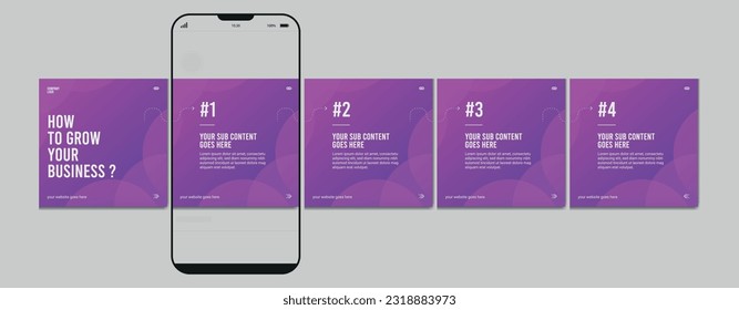 Set Of Carousel Post Template, Editable Carrusel post, carrusel de medios sociales para negocios.