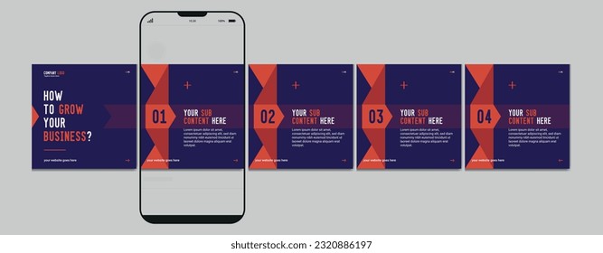 Set Of Carousel Post Template, Editable carousel post, social media carousel post for business.