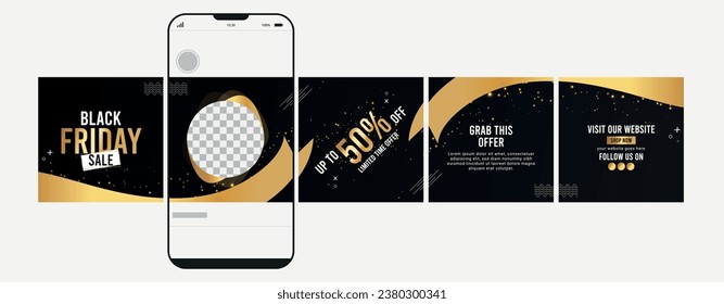 Set of Carousel Post Template, Editable Carousel Post, Black Friday Social Media Carousel Post