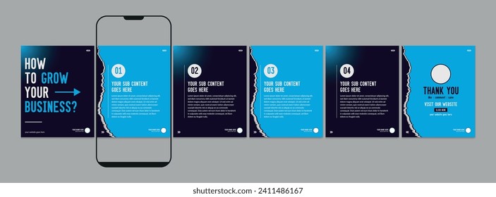 Set Of Carousel Post Template, Editable carousel post, social media carousel post for business