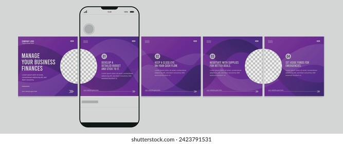 Set Of Carousel Post Template, Editable carousel post, social media carousel post for business.