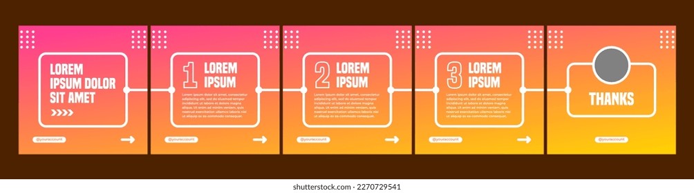 set of carousel templates for social media. carousel or banner template with red and yellow gradient colors