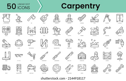 Set of carpentry icons. Line art style icons bundle. vector illustration