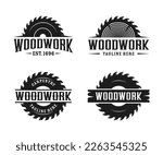 Set of Carpentry, Woodworking retro vintage logo design. Sawmill or Saw logo template