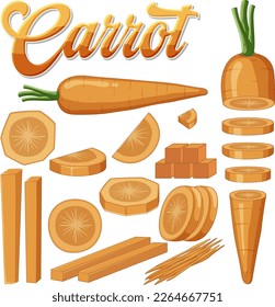 Set of carrot cartoon isolated illustration