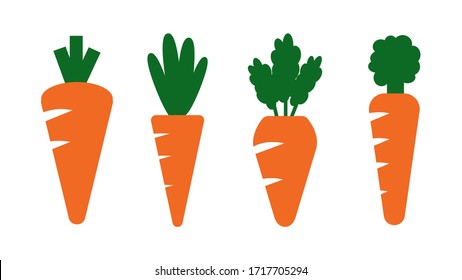 Satz Karottensymbol einzeln auf weißem Hintergrund. Vektorillustration.