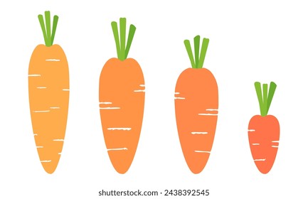 Set of carrot icon signs isolated on white background. Flat design vector.