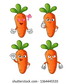 set of carrot mascot vector cartoon art illustration