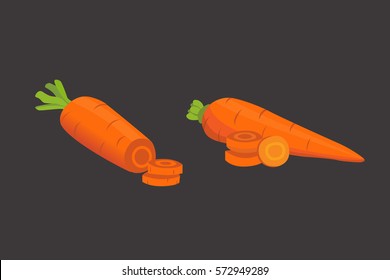 Set carrot vector illustration. Sliced