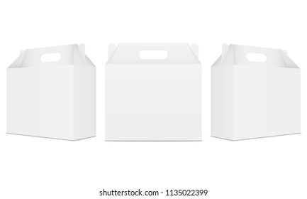 Set of carry boxes with handle isolated on white background. Vector illustration