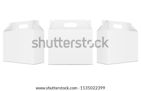 Set of carry boxes with handle isolated on white background. Vector illustration