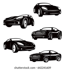 Set of cars icons isolated on white background. Design elements for logo, label, emblem, sign, badge. Vector illustration