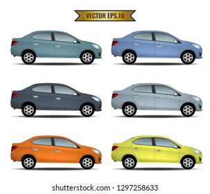 Set of cars isolated on the white background. Ready to apply to your design. Vector illustration.