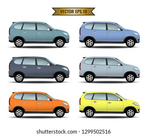 Set of cars isolated on the white background. Ready to apply to your design. Vector illustration.