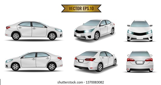 Set of cars isolated on the white background. Ready to apply to your design. Vector illustration.