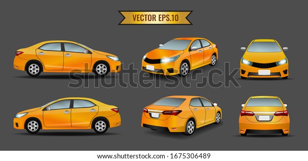 Set of cars orange\
color isolated on the background. Ready to apply to your design.\
Vector illustration.