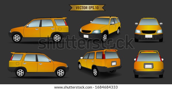 Set of cars orange\
color isolated on the background. Ready to apply to your design.\
Vector illustration.