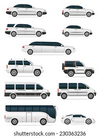 set of cars for the transportation passengers vector illustration isolated on white background