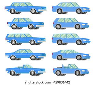 set of cars, vector flat style