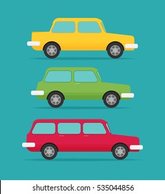 set of cars, vector flat style