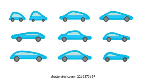 Set of Cars Vector Illustration.Collection  of cars  Includes sedans.  Perfect for transportation-themed designs.