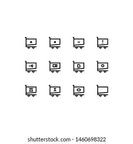 Set of cart, e-commerce, shop, store, buy, outline style icon - vector