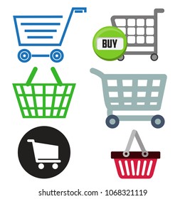 set of cart shopping buying, vector illustration