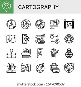 Set of cartography icons. Such as Gps, Navigator, Global, Compass, World, Treasure map, Route, Windrose , cartography icons