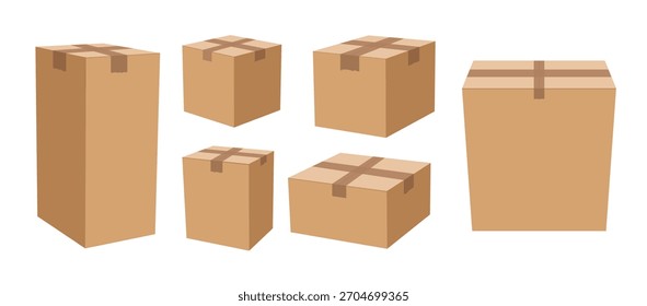 Set of carton box vector illustration