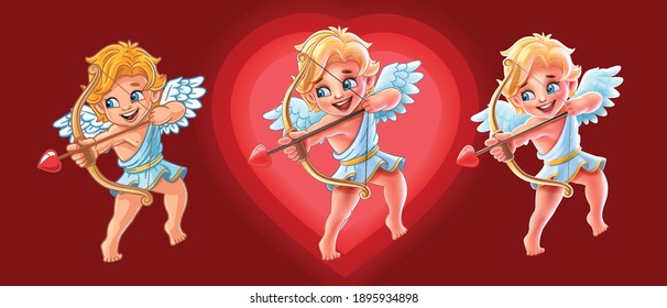 set of cartoon angels for valentines day