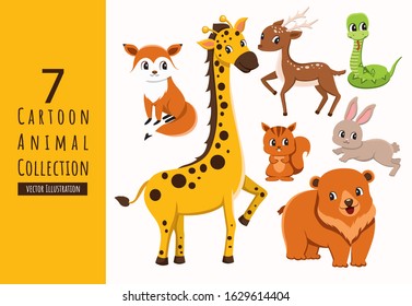 Set of Cartoon Animal Collection Vector Illustration